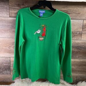 Paradise Bay Holiday Tree with Red Cardinals Top, Size Medium, Green and Red